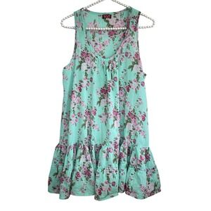 Gabrielle Parker Boho Fairy Floral Dress S/M Cottage Mini Sheer Ruffle Romantic